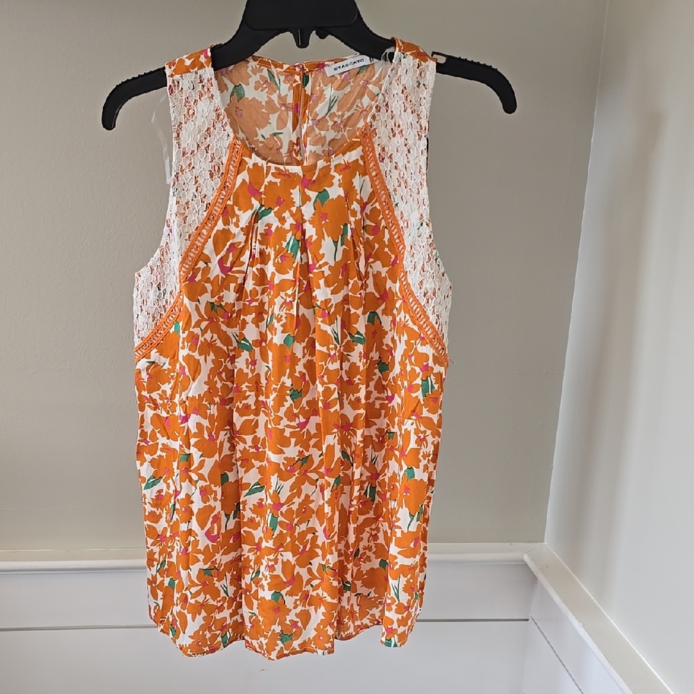 Staccato Orange Floral Tank Top